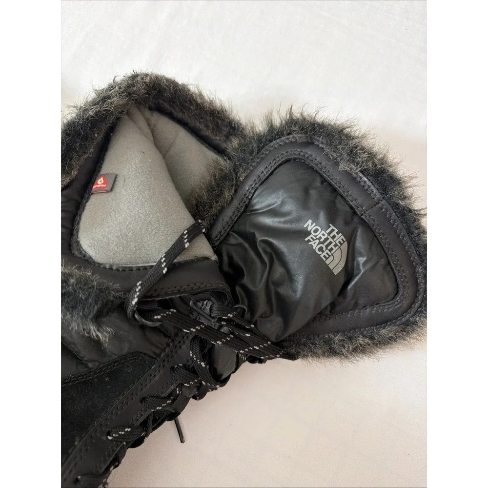 THE NORTH FACE Black Nuptse Purna PrimaLoft Tall Winter Boots Waterproof‎ Sz 8